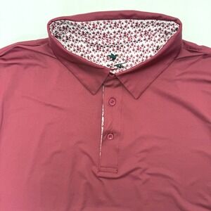Birdie Threads Polo Men XL Burgundy Performance Golf Palm Tree Trim Stretch
